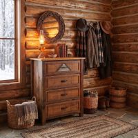 Rustic Chest of Drawers: Some lifestyle images are created with AI for visualization purposes. Crafted from natural solid wood, each piece is unique and will vary.