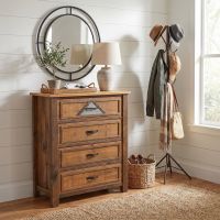 Rustic Chest of Drawers: Some lifestyle images are created with AI for visualization purposes. Crafted from natural solid wood, each piece is unique and will vary.