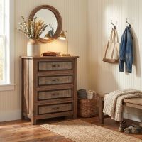 Rustic Barnwood Chest: Some lifestyle images are created with AI for visualization purposes. Crafted from natural solid wood, each piece is unique and will vary.