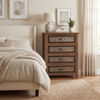 Rustic Barnwood Chest: Some lifestyle images are created with AI for visualization purposes. Crafted from natural solid wood, each piece is unique and will vary.