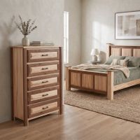 Rustic Chest Of Drawers: Some lifestyle images are created with AI for visualization purposes. Crafted from natural solid wood, each piece is unique and will vary.