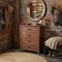 Rustic Chest of Drawers: Some lifestyle images are created with AI for visualization purposes. Crafted from natural solid wood, each piece is unique and will vary.
