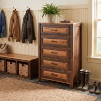 5 Drawer Chest: Some lifestyle images are created with AI for visualization purposes. Crafted from natural solid wood, each piece is unique and will vary.