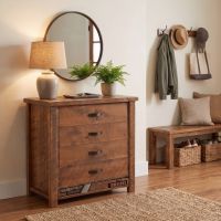 Rustic Chest Of Drawers: Some lifestyle images are created with AI for visualization purposes. Crafted from natural solid wood, each piece is unique and will vary.