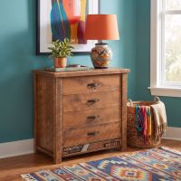 Rustic Chest Of Drawers: Some lifestyle images are created with AI for visualization purposes. Crafted from natural solid wood, each piece is unique and will vary.