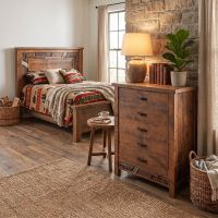 Barnwood Chest Of Drawers: Some lifestyle images are created with AI for visualization purposes. Crafted from natural solid wood, each piece is unique and will vary.