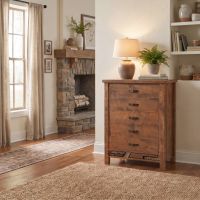 Barnwood Chest Of Drawers: Some lifestyle images are created with AI for visualization purposes. Crafted from natural solid wood, each piece is unique and will vary.