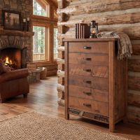 Rustic Chest Of Drawers: Some lifestyle images are created with AI for visualization purposes. Crafted from natural solid wood, each piece is unique and will vary.