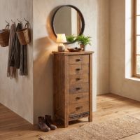 Barnwood Chest Of Drawers: Some lifestyle images are created with AI for visualization purposes. Crafted from natural solid wood, each piece is unique and will vary.