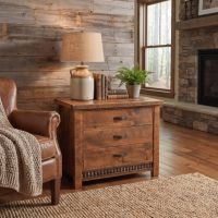 Rustic Chest Of Drawers: Some lifestyle images are created with AI for visualization purposes. Crafted from natural solid wood, each piece is unique and will vary.