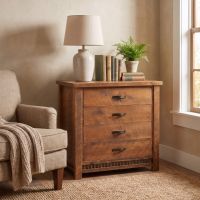 Barnwood Chest Of Drawers: Some lifestyle images are created with AI for visualization purposes. Crafted from natural solid wood, each piece is unique and will vary.