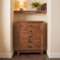Rustic Chest Of Drawers: Some lifestyle images are created with AI for visualization purposes. Crafted from natural solid wood, each piece is unique and will vary.