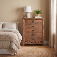 Rustic Chest Of Drawers: Some lifestyle images are created with AI for visualization purposes. Crafted from natural solid wood, each piece is unique and will vary.
