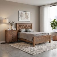 Rustic Chest Of Drawers: Some lifestyle images are created with AI for visualization purposes. Crafted from natural solid wood, each piece is unique and will vary.