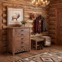 Rustic Chest Of Drawers: Some lifestyle images are created with AI for visualization purposes. Crafted from natural solid wood, each piece is unique and will vary.