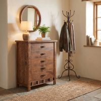 Rustic Chest Of Drawers: Some lifestyle images are created with AI for visualization purposes. Crafted from natural solid wood, each piece is unique and will vary.