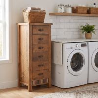 Rustic Chest Of Drawers: Some lifestyle images are created with AI for visualization purposes. Crafted from natural solid wood, each piece is unique and will vary.