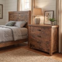 Rustic Chest Of Drawers: Some lifestyle images are created with AI for visualization purposes. Crafted from natural solid wood, each piece is unique and will vary.