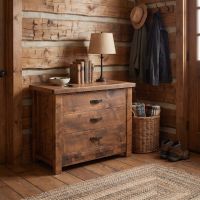 Rustic Chest Of Drawers: Some lifestyle images are created with AI for visualization purposes. Crafted from natural solid wood, each piece is unique and will vary.