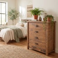 Barnwood Chest Of Drawers: Some lifestyle images are created with AI for visualization purposes. Crafted from natural solid wood, each piece is unique and will vary.