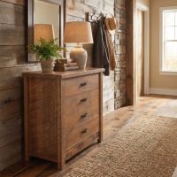 Barnwood Chest Of Drawers: Some lifestyle images are created with AI for visualization purposes. Crafted from natural solid wood, each piece is unique and will vary.