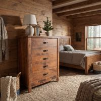 Rustic Chest Of Drawers: Some lifestyle images are created with AI for visualization purposes. Crafted from natural solid wood, each piece is unique and will vary.
