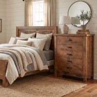 Rustic Chest Of Drawers: Some lifestyle images are created with AI for visualization purposes. Crafted from natural solid wood, each piece is unique and will vary.