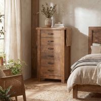 Barnwood Chest Of Drawers: Some lifestyle images are created with AI for visualization purposes. Crafted from natural solid wood, each piece is unique and will vary.