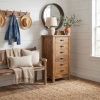 Barnwood Chest Of Drawers: Some lifestyle images are created with AI for visualization purposes. Crafted from natural solid wood, each piece is unique and will vary.