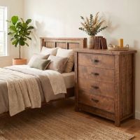 Rustic Chest Of Drawers: Some lifestyle images are created with AI for visualization purposes. Crafted from natural solid wood, each piece is unique and will vary.