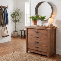 Rustic Chest Of Drawers: Some lifestyle images are created with AI for visualization purposes. Crafted from natural solid wood, each piece is unique and will vary.