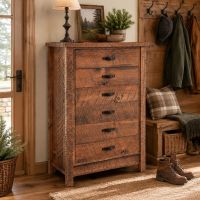 Rustic Chest Of Drawers: Some lifestyle images are created with AI for visualization purposes. Crafted from natural solid wood, each piece is unique and will vary.