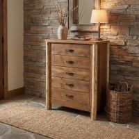 Rustic Chest Of Drawers: Some lifestyle images are created with AI for visualization purposes. Crafted from natural solid wood, each piece is unique and will vary.