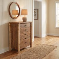 Rustic Chest Of Drawers: Some lifestyle images are created with AI for visualization purposes. Crafted from natural solid wood, each piece is unique and will vary.