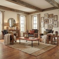 Copper Coffee Table: Some lifestyle images are created with AI for visualization purposes. Crafted from natural solid wood, each piece is unique and will vary.