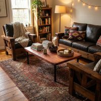 Modern Coffee Table: Some lifestyle images are created with AI for visualization purposes. Crafted from natural solid wood, each piece is unique and will vary.