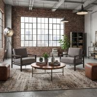 Modern Copper Coffee Table: Some lifestyle images are created with AI for visualization purposes. Crafted from natural solid wood, each piece is unique and will vary.