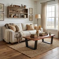 Artisan Copper Furniture: Some lifestyle images are created with AI for visualization purposes. Crafted from natural solid wood, each piece is unique and will vary.