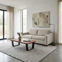 Contemporary Copper Table: Some lifestyle images are created with AI for visualization purposes. Crafted from natural solid wood, each piece is unique and will vary.