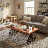 Artisan Copper Furniture: Some lifestyle images are created with AI for visualization purposes. Crafted from natural solid wood, each piece is unique and will vary.