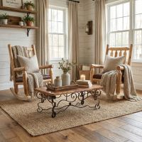 Modern Copper Coffee Table: Some lifestyle images are created with AI for visualization purposes. Crafted from natural solid wood, each piece is unique and will vary.