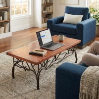 Copper Furniture: Some lifestyle images are created with AI for visualization purposes. Crafted from natural solid wood, each piece is unique and will vary.