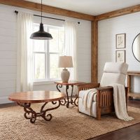 Modern Copper Coffee Table: Some lifestyle images are created with AI for visualization purposes. Crafted from natural solid wood, each piece is unique and will vary.