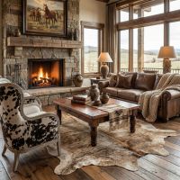 Farmhouse Copper Coffee Table: Some lifestyle images are created with AI for visualization purposes. Crafted from natural solid wood, each piece is unique and will vary.