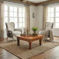 Handcrafted Copper Table: Some lifestyle images are created with AI for visualization purposes. Crafted from natural solid wood, each piece is unique and will vary.