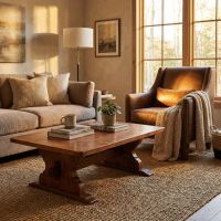 Handcrafted Copper Table: Some lifestyle images are created with AI for visualization purposes. Crafted from natural solid wood, each piece is unique and will vary.