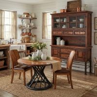 Modern Rustic Buffet and Hutch: Some lifestyle images are created with AI for visualization purposes. Crafted from natural solid wood, each piece is unique and will vary.