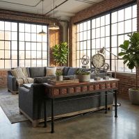 Rustic Console Table: Some lifestyle images are created with AI for visualization purposes. Crafted from natural solid wood, each piece is unique and will vary.