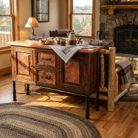 Copper Console: Some lifestyle images are created with AI for visualization purposes. Crafted from natural solid wood, each piece is unique and will vary.