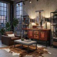 Copper Console: Some lifestyle images are created with AI for visualization purposes. Crafted from natural solid wood, each piece is unique and will vary.